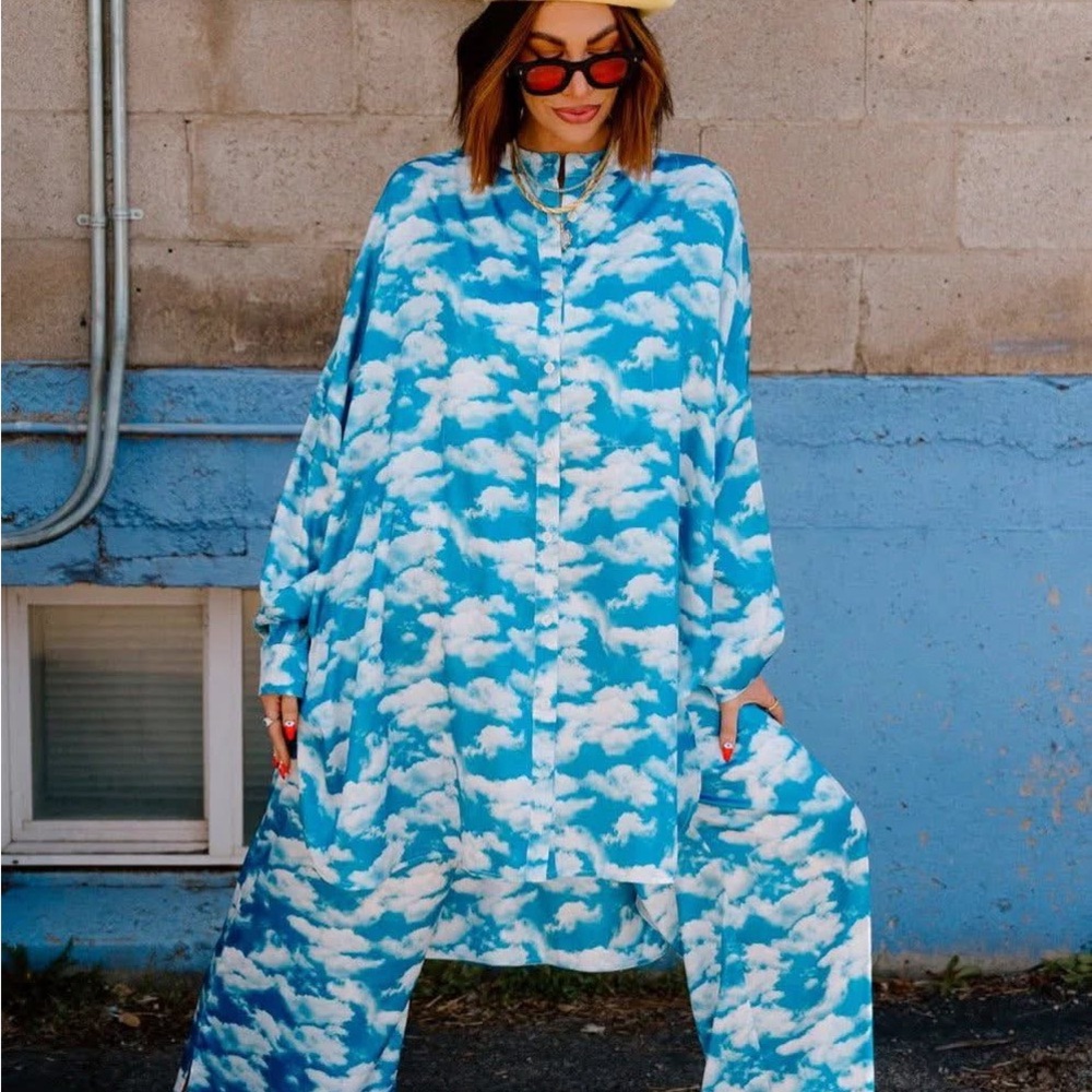 Dressed in LALA Sky Blue Cloud Jumpsuit